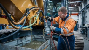 Czyszczenie układu hydraulicznego koparki